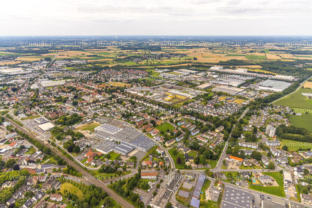 Werl240712157 | Luftbild, Justizvollzugsanstalt Werl (JVA) Gefängnis, Wohnsiedlung Melsterhag, Gewerbegebiet Hansering und Fernsicht, Werl, Nordrhein-Westfalen, Deutschland