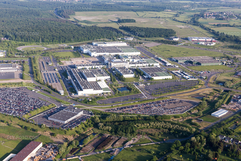 Aerial view: Industry in Woustviller in the state Moselle, France.Photo: IMG_107345.jpg taken on 05/19/2018 by Werner Riehm/FLY-FOTO.comResolution of the original: 5472 x 3648 px