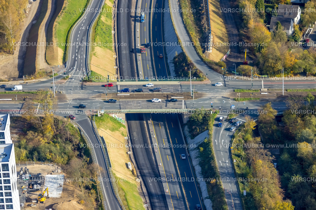 Bochum221100558 | Luftbild, Seven Stones Quartier Community Campus, Kreuzungsbereich Universitätsstraße und Autobahn A448, Wiemelhausen, Bochum, Ruhrgebiet, Nordrhein-Westfalen, Deutschland