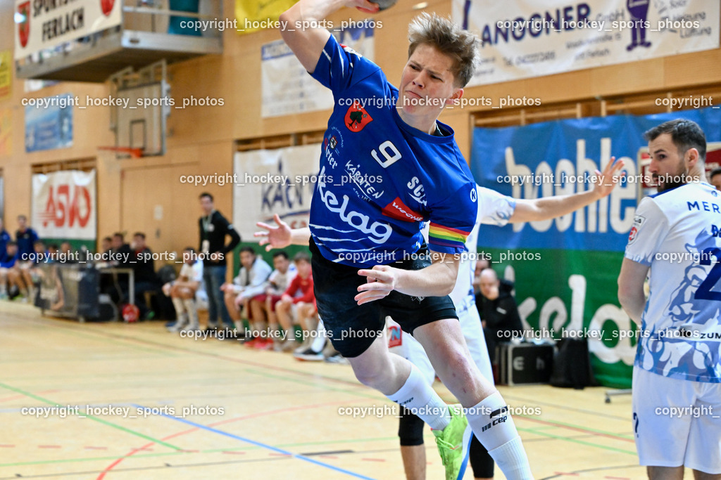 SC Ferlach vs. ALPLA HC Hard 2.3.2024 | #9 SAGER Nico SC Ferlach, SC Ferlach vs. ALPLA HC Hard 2.3.2024, SC Ferlach vs. ALPLA HC Hard am 02.03.2024 in Ferlach (Ballspielhalle Ferlach), Austria, (Photo by Bernd Stefan)