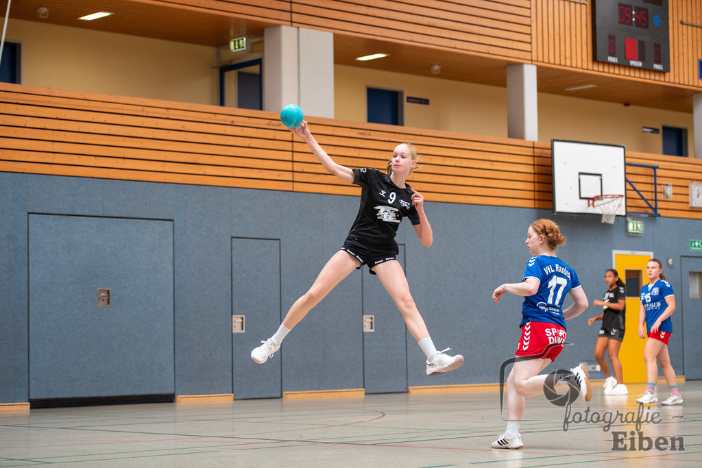 VfL Rastede-SG FriPe | C-Juniorinnen Landesliga; VFL Rastede (blau) - SG FriPe (schwarz) am 22.09.2024; in Rastede (Sporthalle Feldbreite), Photo: Philip Eiben 2024 - Realisiert mit Pictrs.com