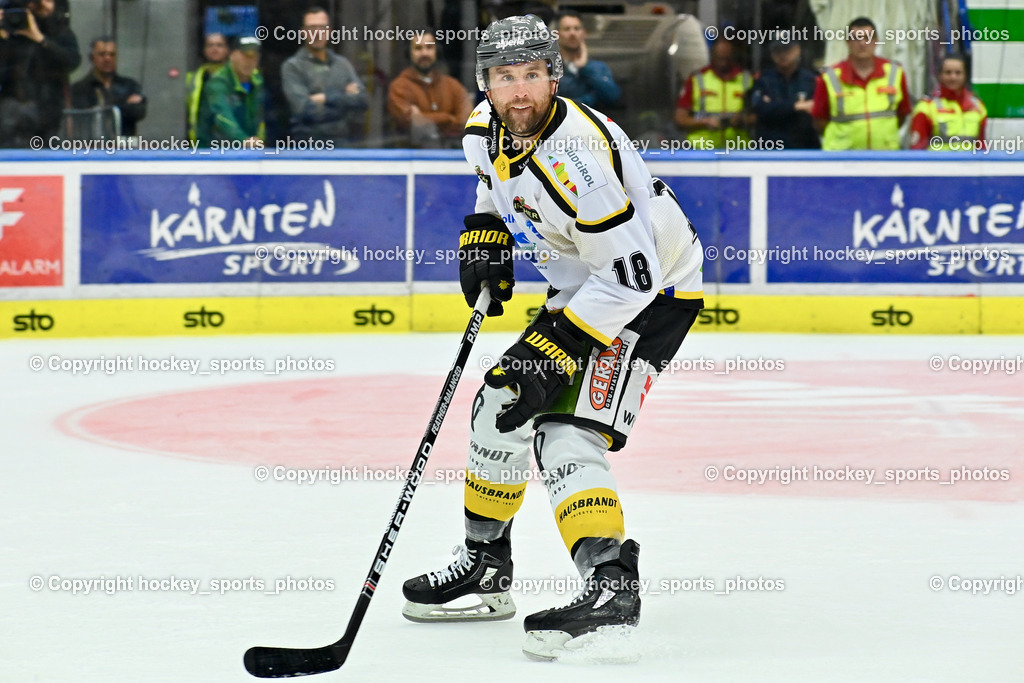 EC IDM Wärmepumpen VSV vs. HC Pustertal 8.10.2023 | #18 STANTON Ryan HC Pustertal, EC IDM Wärmepumpen VSV vs. HC Pustertal 8.10.2023, EC IDM Wärmepumpen VSV vs. HC Pustertal am 08.10.2023 in Villach (Stadthalle Villach), Austria, (Photo by Bernd Stefan)