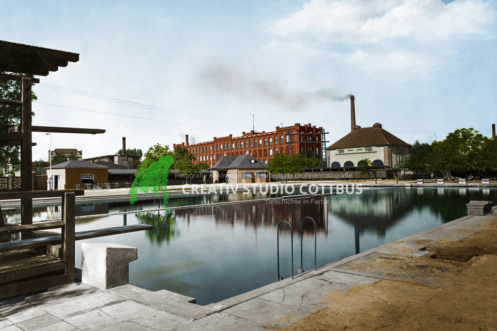 Strombad in Cottbus 1910 | Cottbuser Ansichten im neuen Gewand. Alte Fotos von schwarz-weiß in Farbe. - Realisiert mit Pictrs.com