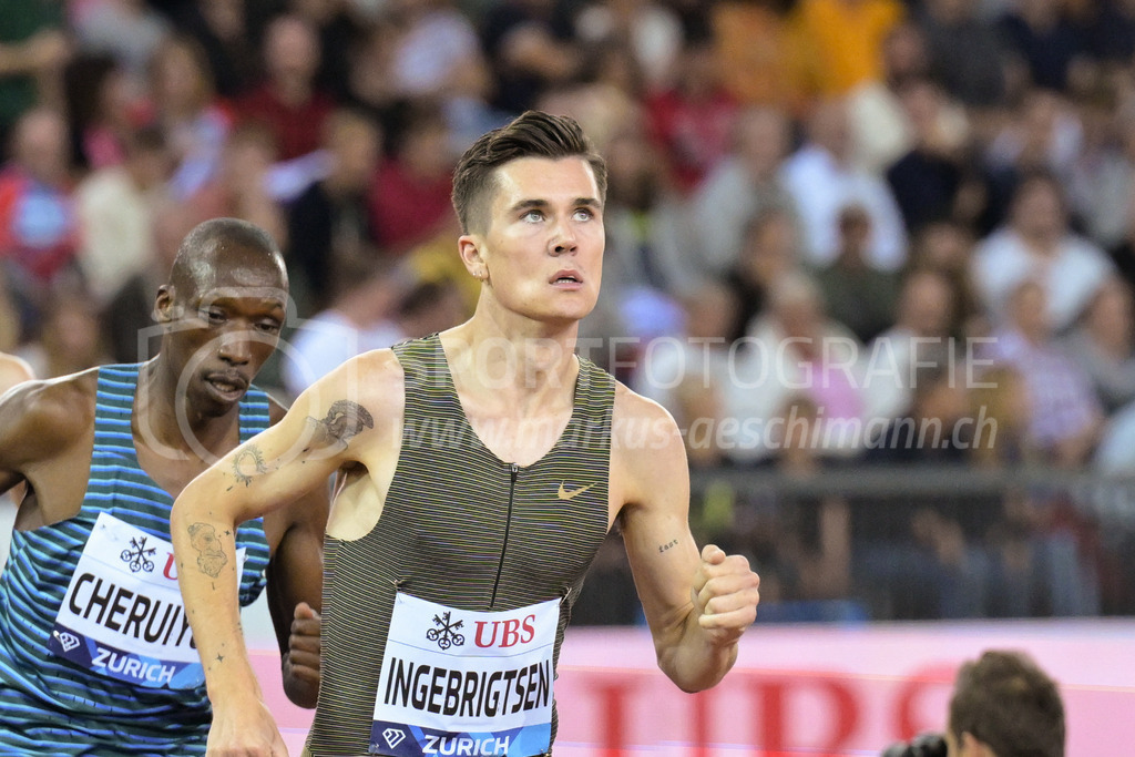 Leichtathletik: Weltklasse Zürich | 08.09.2022, Zürich, Letzigrund, Leichtathletik: Weltklasse Zürich, INGEBRIGTSEN Jakob (NOR) im 1500m-Lauf der Männer. - Realisiert mit Pictrs.com