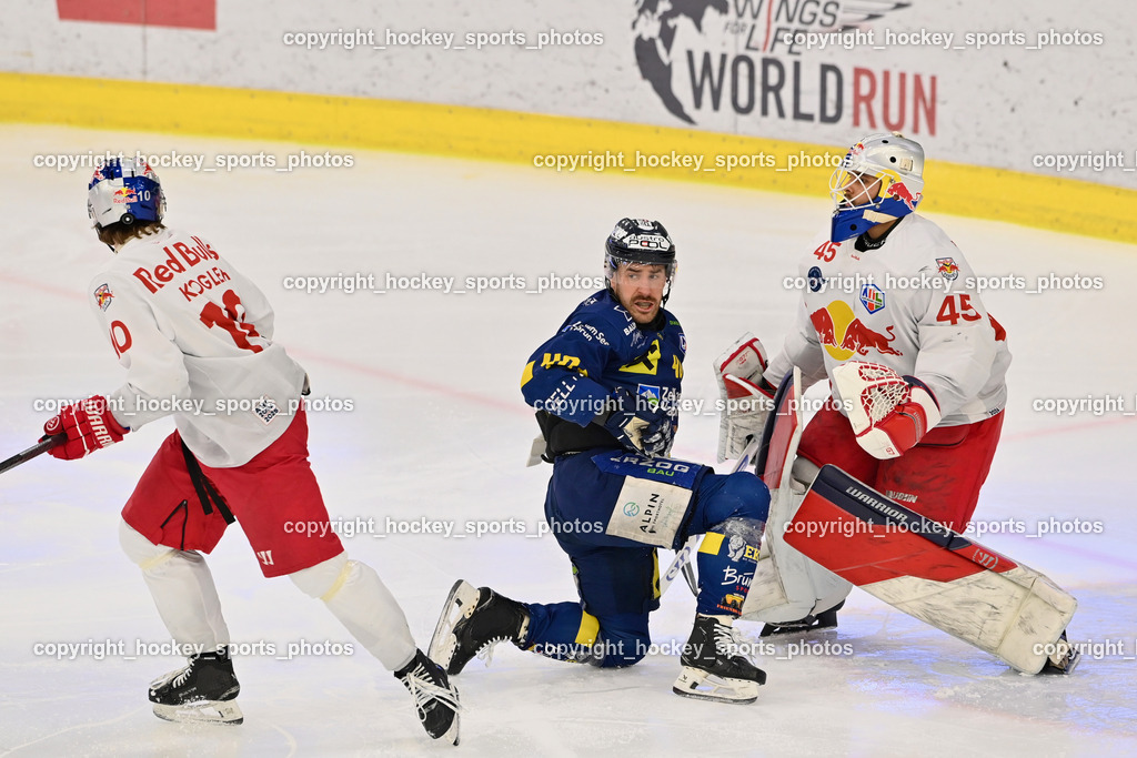 RED BULL HOCKEY JUNIORS vs. EK DIE ZELLER EISBÄREN | #10 Kogler Luca RED BULL HOCKEY JUNIORS, #40 Huard Nicklas EK DIE ZELLER EISBÄREN, #45 Ankirchner Valentin RED BULL HOCKEY JUNIORS, RED BULL HOCKEY JUNIORS vs. EK DIE ZELLER EISBÄREN, RED BULL HOCKEY JUNIORS vs. EK DIE ZELLER EISBÄREN am 14.01.2025 in Salzburg (Eisarena Salzburg), Austria, (Photo by Bernd Stefan)
