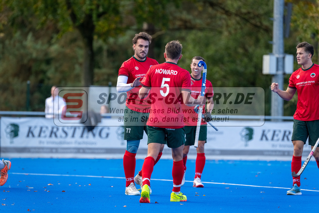 HK_20241019_107874 | 1. Bundesliga Herren Crefelder HTC - Großflottbeker THGC am 19.10.2024 CHTC, Krefeld , Masi Pfandt ( Crefelder HTC #77 ) , Howard Tim ( Crefelder HTC #5 )