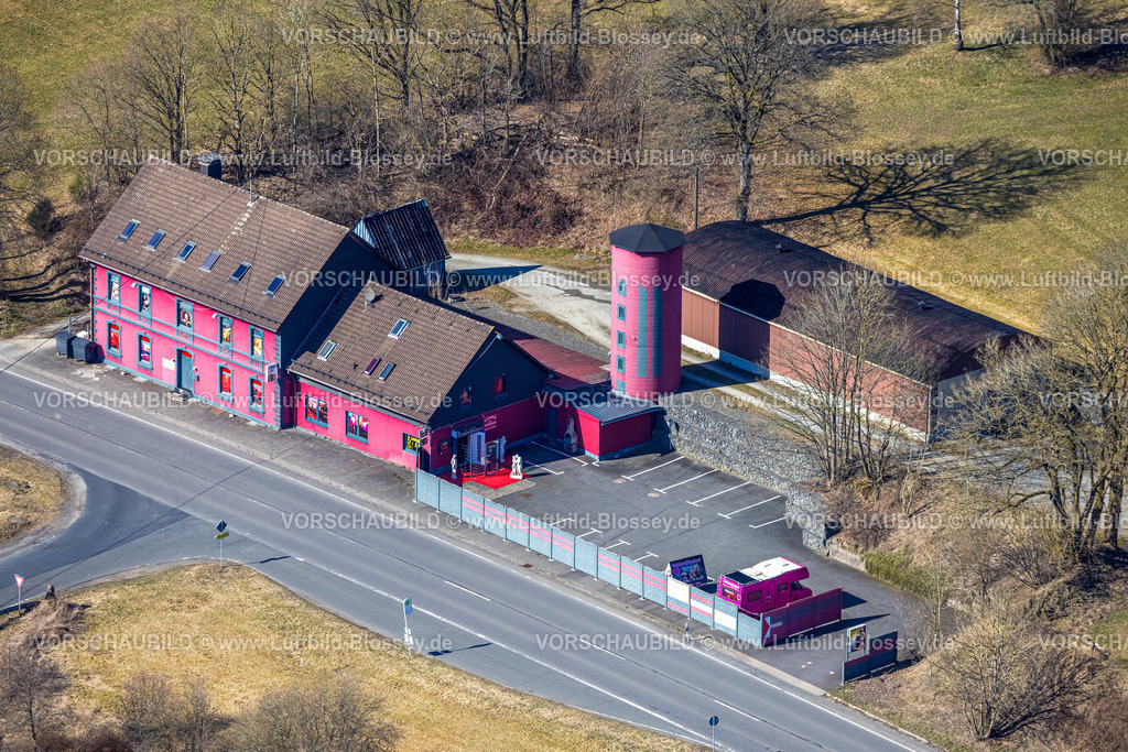 Wenden250307498Ottfingen | Luftbild, FKK-Club Schlaraffenland, pinkfarbiges Rotlichtviertel Wilhelmstal, Landesstraße L512, Römershagen, Wenden, Sauerland, Nordrhein-Westfalen, Deutschland