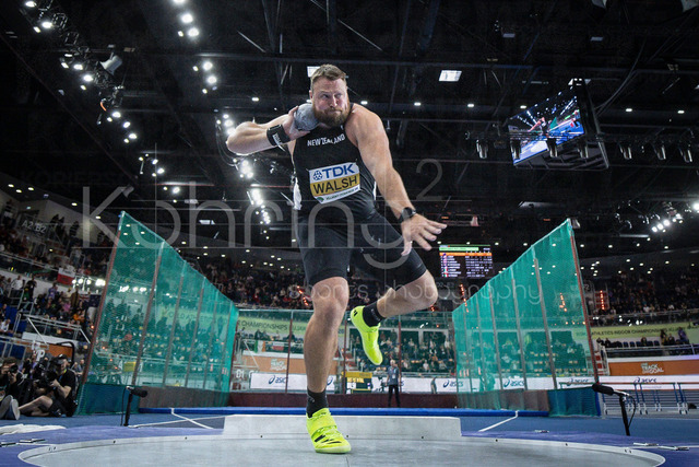 World Athletics Indoor Championships Kujawy Pomorze 26, 22.03.2026 | TORUN, POLAND - MARCH 22:  Tom WALSH (NZL) competes in the men's shot put during the World Athletics Indoor Championships Kujawy Pomorze 26 on day 3 / session 1 at Kujawsko-Pomorska Arena Torun on March 22, 2026 in Torun, Poland. 