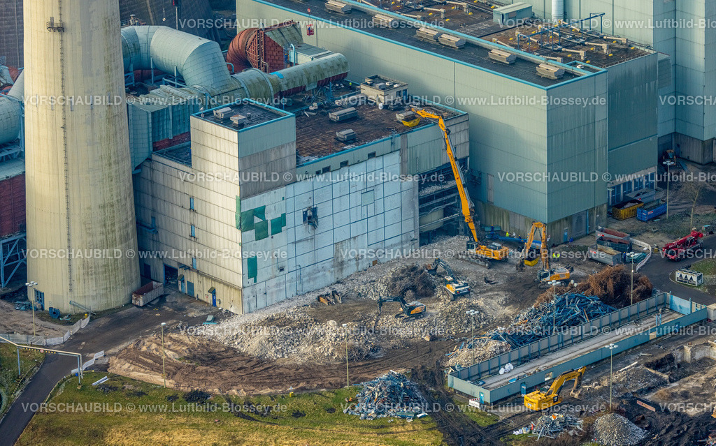 Hamm250201387WerneStockum | Luftbild, RWE Generation SE Kraftwerk Gersteinwerk, Gebäudeteil Baustelle mit Abrissarbeiten, Stockum, Werne, Ruhrgebiet, Nordrhein-Westfalen, Deutschland