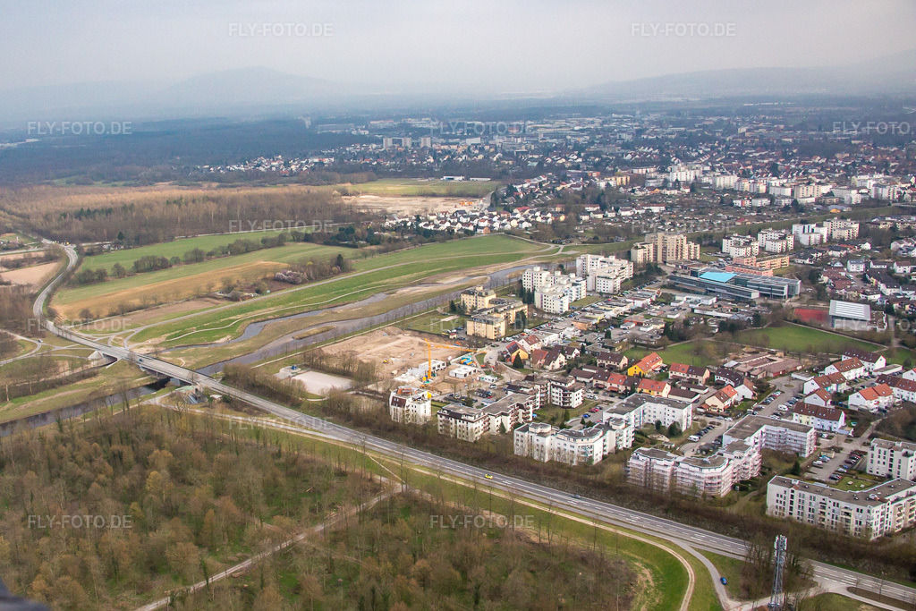 Luftbild: Rheinauer Ring im Ortsteil Rheinau in Rastatt im Bundesland Baden-Württemberg in Deutschland. Foto: IMG_086658.jpg vom 19.03.2016 durch Werner Riehm/FLY-FOTO.de