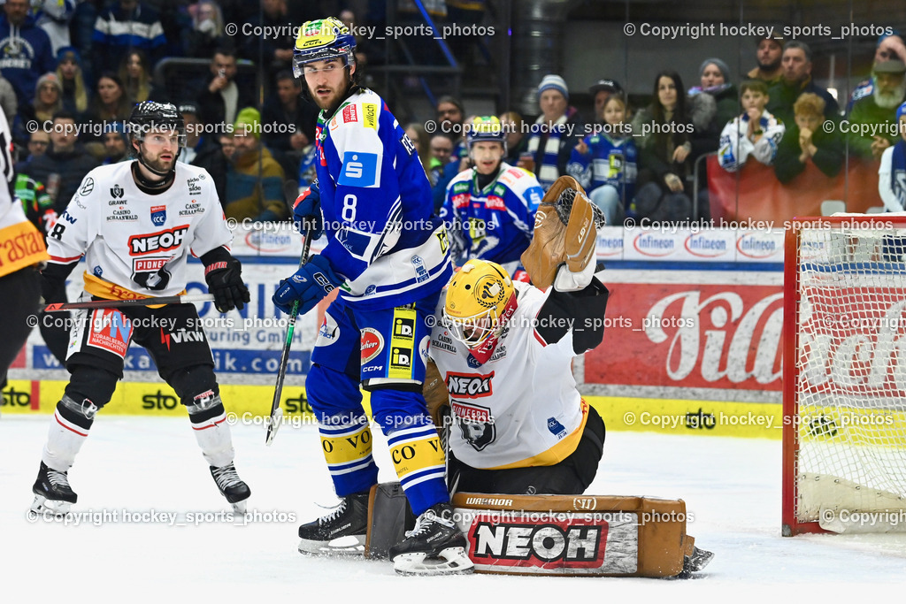 EC IDM Wärmepumpen VSV vs. Pioneers Vorarlberg | #8 Maximilian Rebernig EC VSV, #31 David Madlener Pioneers Vorarlberg,  EC IDM Wärmepumpen VSV vs. Pioneers Vorarlberg, EC IDM Wärmepumpen VSV vs. Pioneers Vorarlberg am 22.02.2026 in Villach (Stadthalle Villach), Austria, (Photo by Bernd Stefan)
