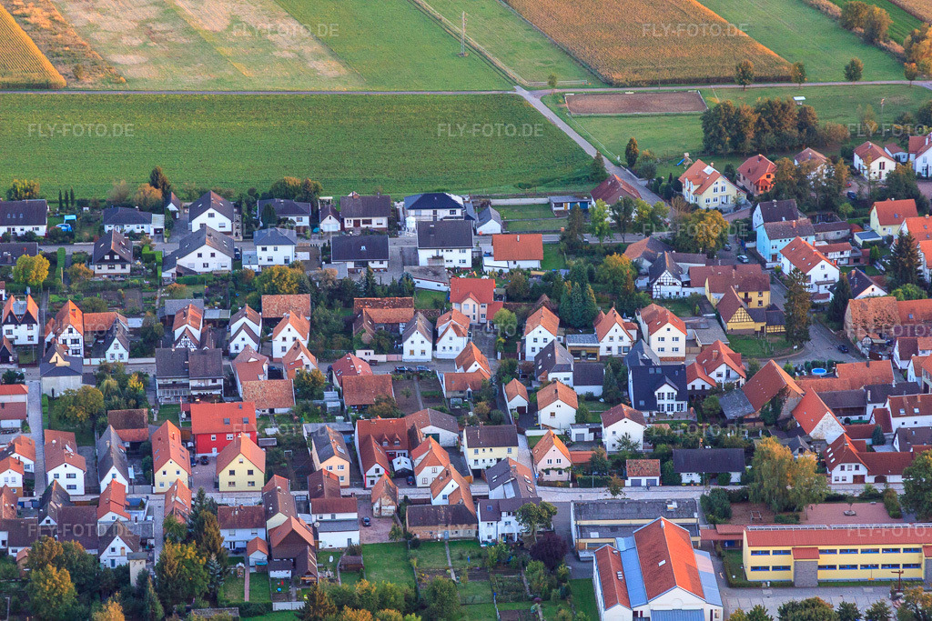 Luftbild: Raiffeisenstr in Minfeld im Bundesland Rheinland-Pfalz in Deutschland. Foto: IMG_53466.jpg vom 28.09.2012 durch Werner Riehm/FLY-FOTO.de