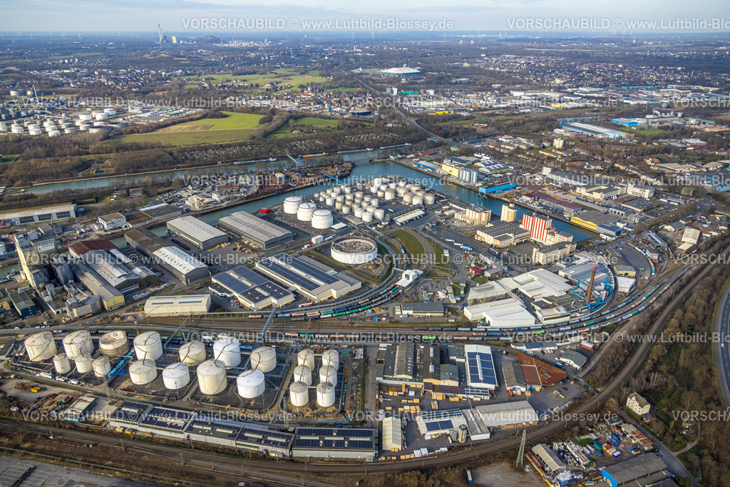 Gelsenkirchen250202820Sued | Luftbild, Stadthafen und Rhein-Herne-Kanal, Fernsicht, Schalke-Nord, Gelsenkirchen, Ruhrgebiet, Nordrhein-Westfalen, Deutschland