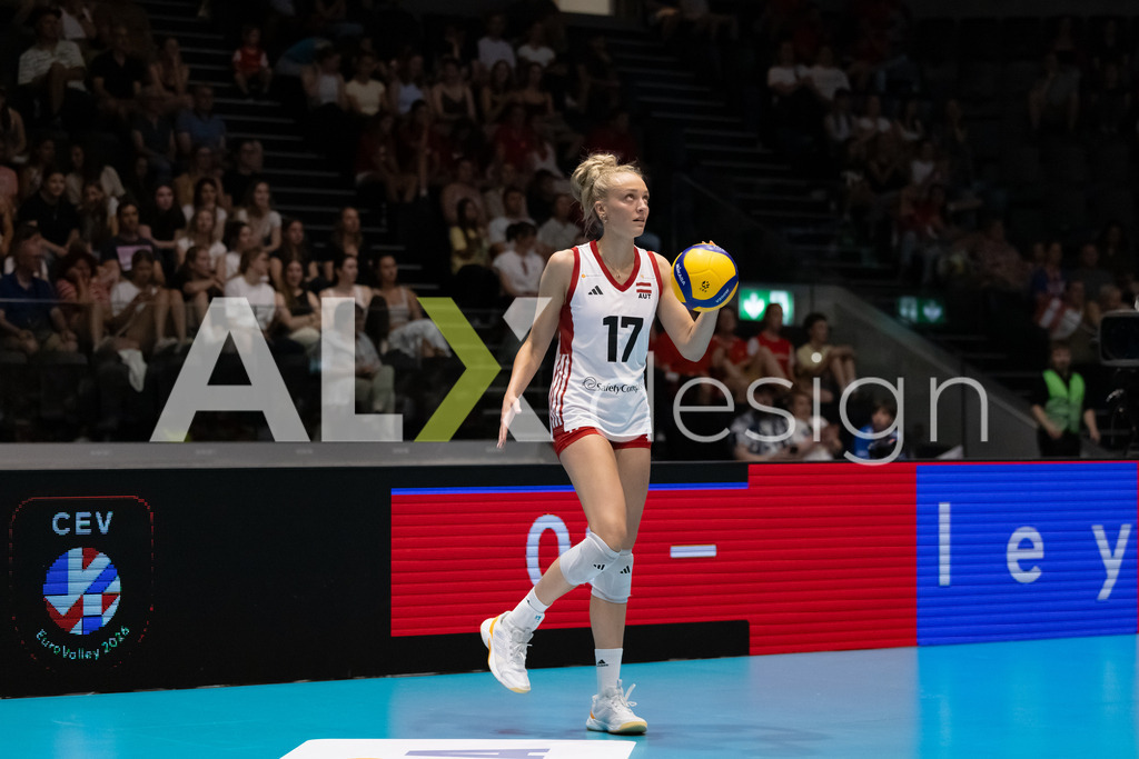 Austria v Switzerland - CEV European League Women | KRIENS, SWITZERLAND - JUNE 14: DANA SCHMIT of Austria during the CEV European League match between Austria and Switzerland at Pilatus Arena on June 14, 2026 in Kriens, Switzerland. - Realisiert mit Pictrs.com