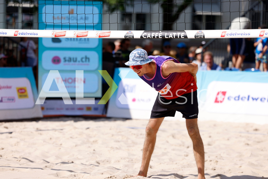 Obi BeachTour 2026 - Basel | BASEL, SWITZERLAND - JULY 18: YVES HAUSSENER (SUI) during the Obi BeachTour 2026 match between HAGENBUCH / HAUSSENER (SUI) and LEITNER / KINDL (AUT) at Barfüsserplatz on July 18, 2026 in Basel, Switzerland. - Realisiert mit Pictrs.com
