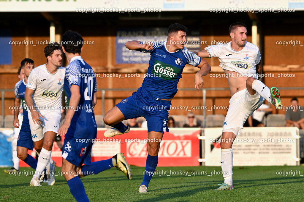 SAK vs. SV Dellach Gail | #11 Saso Kovacevic SV Dellach Gail, #23 Zan Kumer SAK, SAK vs. SV Dellach Gail, SAK vs. SV Dellach Gail am 14.08.2025 in Klagenfurt (Sportpark Welzenegg), Austria, (Photo by Bernd Stefan)