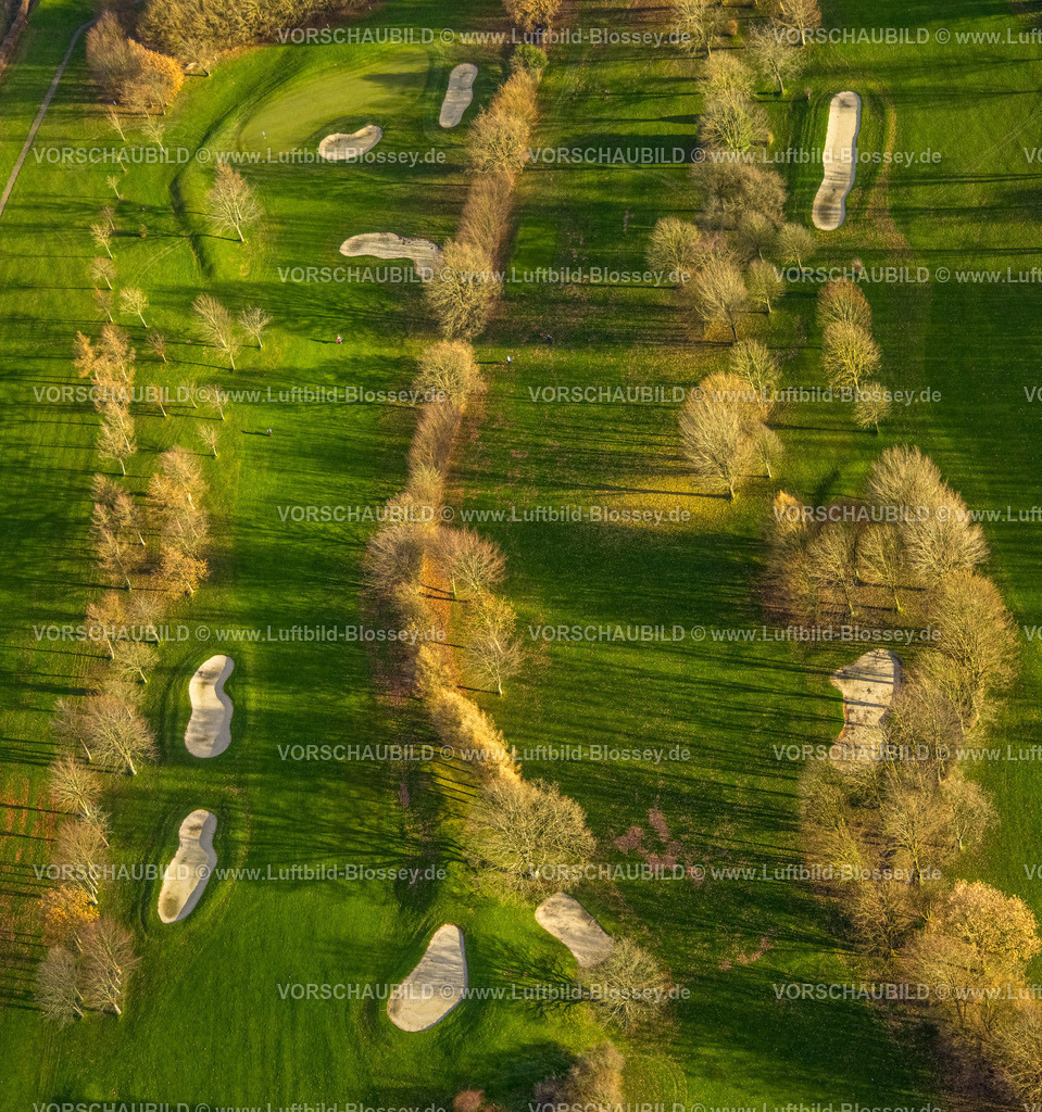 Sprockhoevel251200700Herzfeld | Luftbild, Golfanlage Felderbach, Golfplatz mit Sandbunker und Schatten der Bäume, Gennebreck, Sprockhövel, Ruhrgebiet, Nordrhein-Westfalen, Deutschland