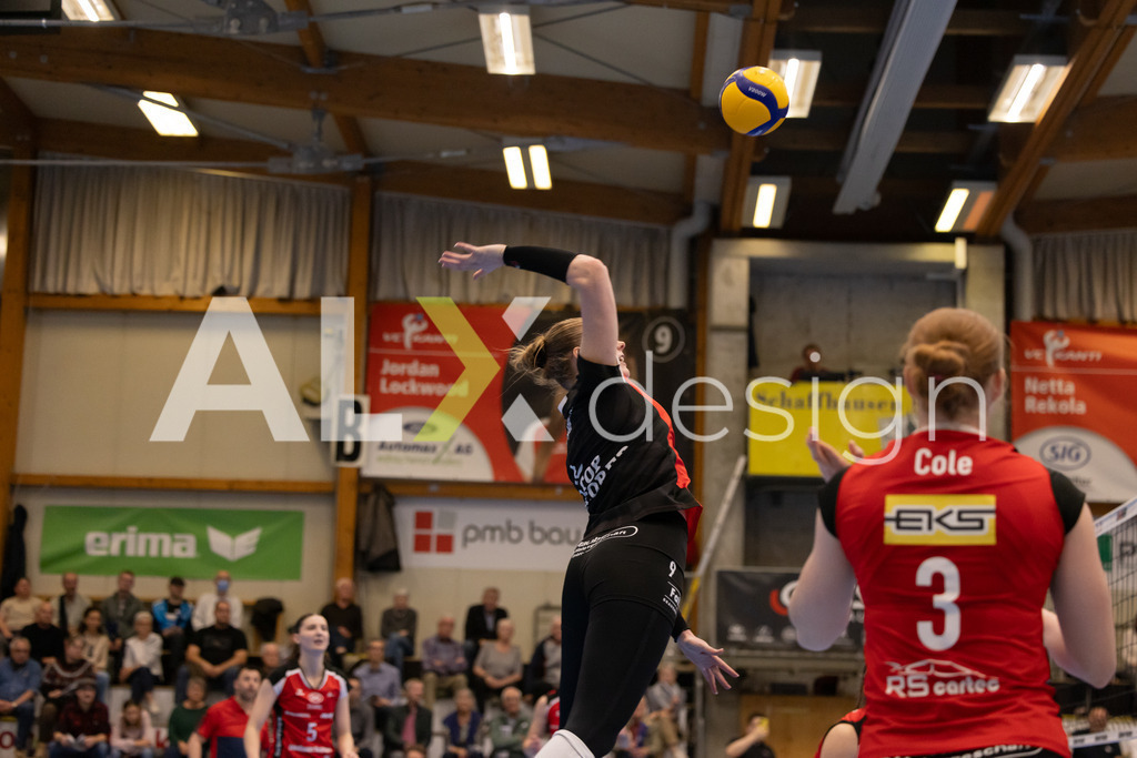 Volleyball I Frauen I Saison 2025-2026 I Volleyball NLA | Women I 1/2 Finals I  VC Kanti Schaffhausen - Sm'Aesch Pfeffingen I 07.03.2026 | 9 Jordan Lockwood (USA) (VC Kanti Schaffhausen) – Diagonal - Realisiert mit Pictrs.com