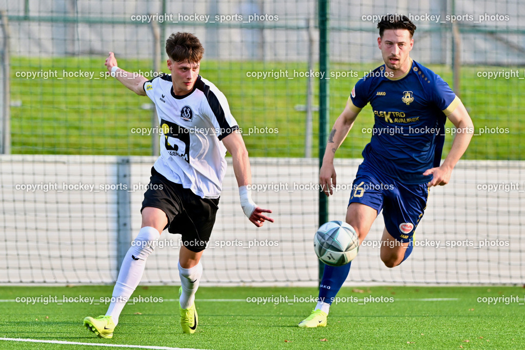 SV Spittal 1921 vs. ATUS Velden | #21 Tristan Brükk SV Spittal, #16 Luka Caculovic ATUS Velden, SV Spittal 1921 vs. ATUS Velden, SV Spittal 1921 vs. ATUS Velden am 05.06.2025 in Spittal an der Drau (Goldeck Stadion), Austria, (Photo by Bernd Stefan)