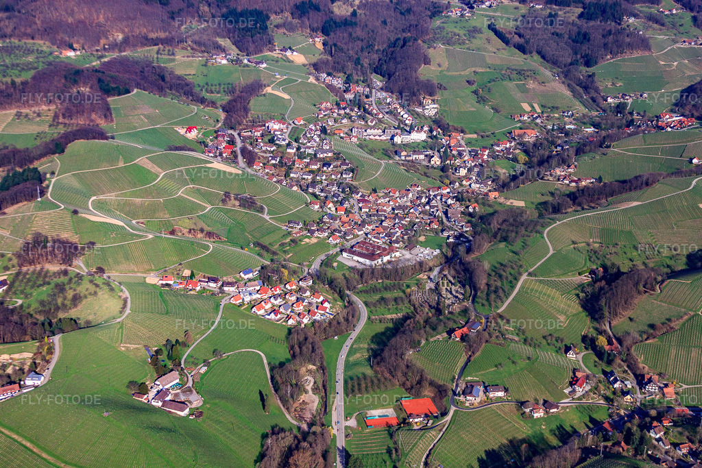 Luftbild: Badischer Weinort von Südwesten im Ortsteil Büchelbach in Sasbachwalden im Bundesland Baden-Württemberg in Deutschland. Foto: IMG_56308.jpg vom 14.04.2013 durch Werner Riehm/FLY-FOTO.de