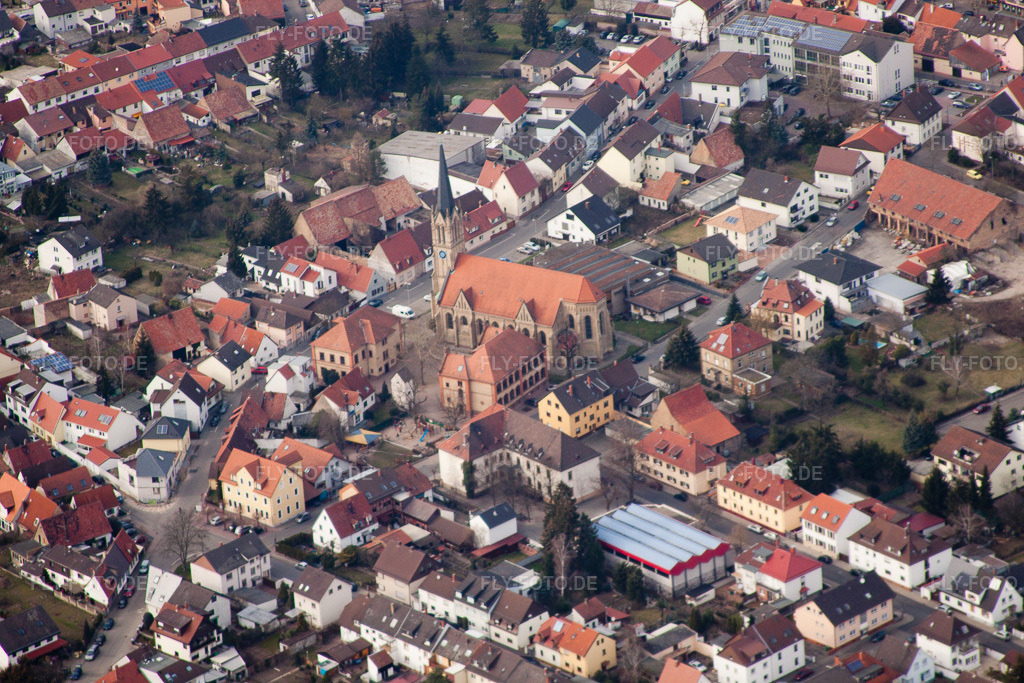 Luftbild: Schutzengelkirche in Brühl im Bundesland Baden-Württemberg in Deutschland. Foto: IMG_24929.jpg vom 18.03.2010 durch Werner Riehm/FLY-FOTO.de