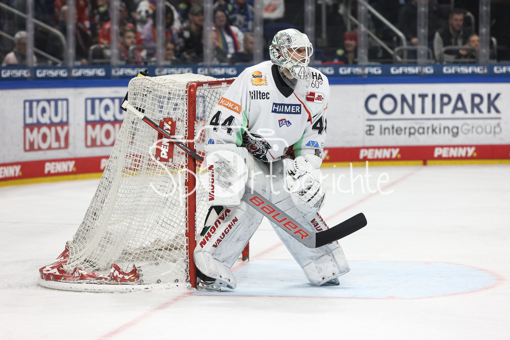 Eisbären Berlin - Augsburger Panther | Panther Torhueter Dennis ENDRAS (AEV #44) in Aktion / Freisteller / Einzelfoto