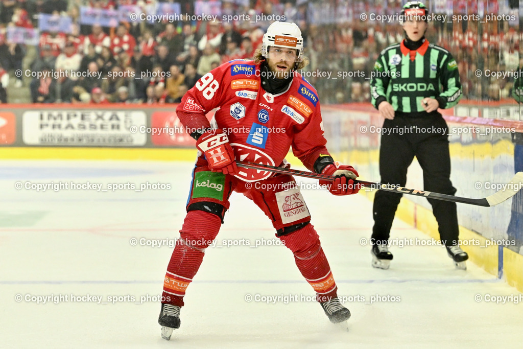 EC KAC vs. EC Red Bull Salzburb | #98 Obersteiner Daniel EC KAC, EC KAC vs. EC Red Bull Salzburb, EC KAC vs. EC Red Bull Salzburb am 04.04.2025 in Klagenfurt (Heidi Horten Arena), Austria, (Photo by Bernd Stefan)