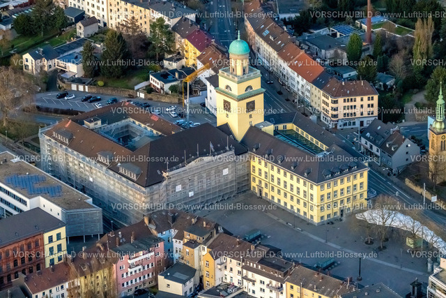 Witten230102331 | Luftbild, Rathaus, Baustelle Fassaden Verhüllung, Witten, Ruhrgebiet, Nordrhein-Westfalen, Deutschland