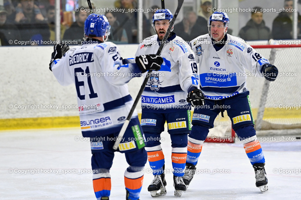 1. EHC Althofen vs. ESC Sparkasse Steindorf  | Jubel ESC Steindorf, #61 Friedrich Daniel ESC Steindorf, #19 Friedrich Lukas ESC Steindorf, #18 Pewal Martin ESC Steindorf, 1. EHC Althofen vs. ESC Sparkasse Steindorf , 1. EHC Althofen vs. ESC Sparkasse Steindorf  am 08.03.2026 in Althofen (Stadthalle Althofen), Austria, (Photo by Bernd Stefan)