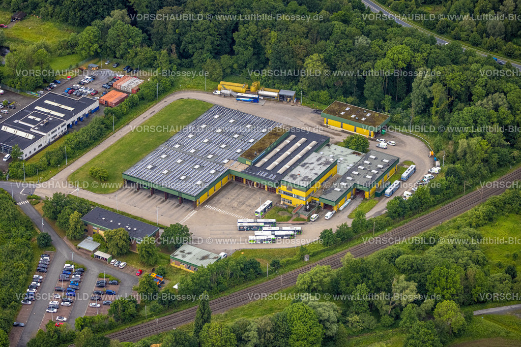 Hamm220602367 | Luftbild, Stadtwerke Hamm Verkehrsbetriebe mit Solardach, Kampshege, Rhynern, Hamm, Ruhrgebiet, Nordrhein-Westfalen, Deutschland