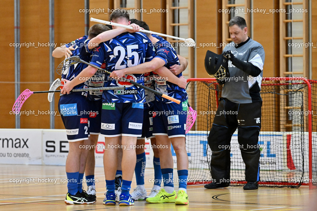VSV Unihockey vs. Wiener Floorball Verein | #25 Jan Blazic VSV Unihockey, #87 Timmo Taurer VSV Unihockey, VSV Unihockey vs. Wiener Floorball Verein, VSV Unihockey vs. Wiener Floorball Verein am 18.05.2025 in Villach (Ballspielhalle St. Martin), Austria, (Photo by Bernd Stefan)