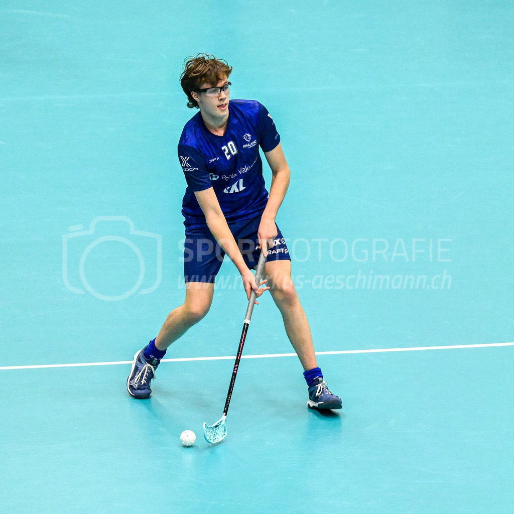 Switzerland U19 vs Finland U19 - 3. February 2024 | Switzerland U19 vs Finland U19
U19 Men International Matches in Switzerland
GoEasy Arena, Siggenthal Station
Finland defender #20 Ilmo Leino.
Credit: Markus Aeschimann | <a href="https://www.markus-aeschimann.ch">Sportfotografie Markus Aeschimann</a> | <a href="https://www.instagram.com/sportfotografie.aeschimann">@sportfotografie.aeschimann</a> - Realisiert mit Pictrs.com