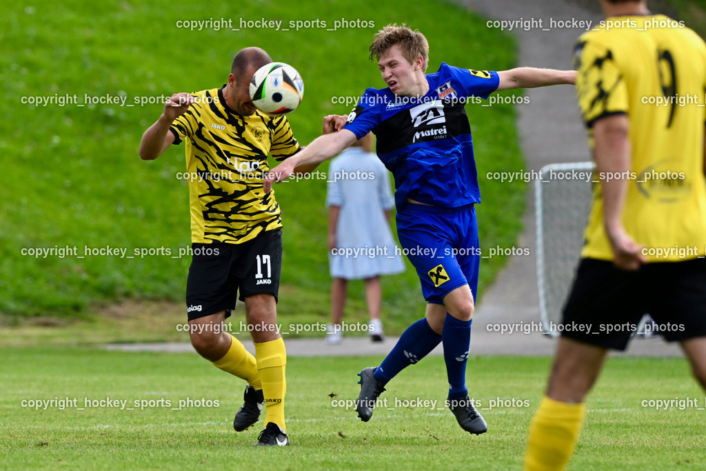 FC Faakersee vs. Union Matrei | #17 Matteo Scheucher FC Faakersee, #2 Thomas Riepler Matrei, FC Faakersee vs. Union Matrei, FC Faakersee vs. Union Matrei am 18.08.2024 in Finkenstein (Sportplatz Faakersee), Austria, (Photo by Bernd Stefan)