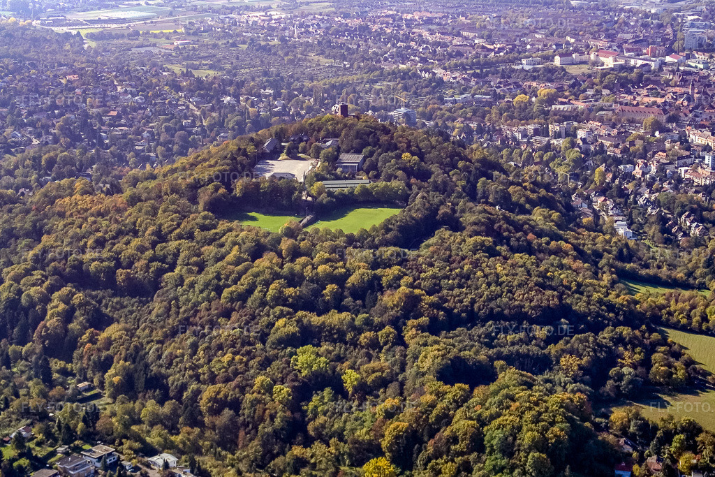 Luftbild: Durlach, Turmberg von Osten im Ortsteil Durlach in Karlsruhe im Bundesland Baden-Württemberg in Deutschland. Foto: IMG_8577.jpg vom 14.10.2007 durch Werner Riehm/FLY-FOTO.de
