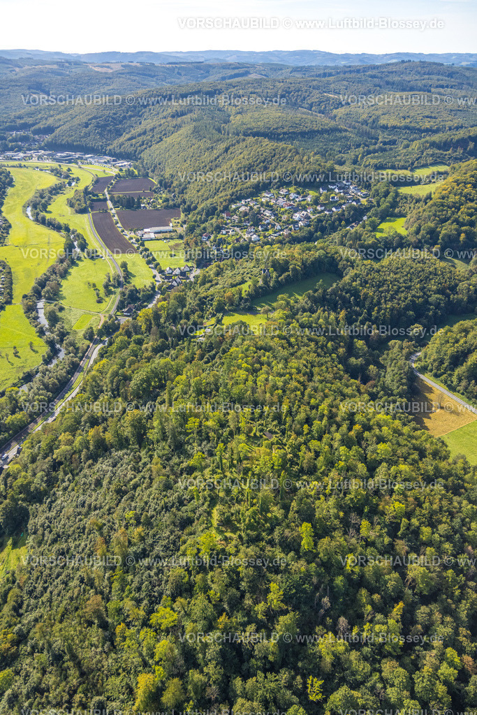 Arnsberg230904910 | Luftbild, Ruhrtal und Ruhraue, Waldgebiet Rüdenburg, Arnsberg, Sauerland, Nordrhein-Westfalen, Deutschland