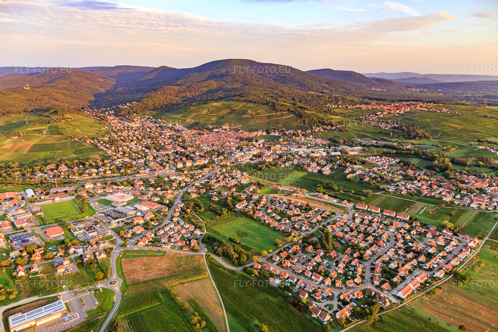 Vue aérienne: Vue de la ville depuis l'est à Barr dans le département Bas Rhin, France – .Photo: IMG_137952.jpg prise le 19/08/2023 par Werner Riehm/FLY-FOTO.eu – Résolution de l'original: 5472 x 3648 px