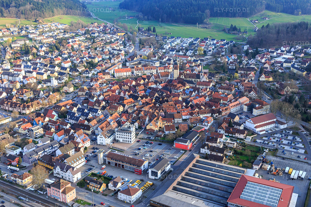 Luftbild: Ortsansicht von Nordwesten in Haslach im Kinzigtal im Bundesland Baden-Württemberg in Deutschland. Foto: IMG_120311.jpg vom 17.03.2020 durch Werner Riehm/FLY-FOTO.de