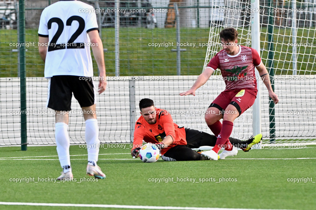 SV Spittal vs. VST Völkermarkt 5.4.2024 | #1 Marko Soldo SV Spittal, #9 Anze Pisek VST Völkermarkt, SV Spittal vs. VST Völkermarkt 5.4.2024, SV Spittal vs. VST Völkermarkt am 05.04.2024 in Spittal an der Drau (Goldeck Stadion), Austria, (Photo by Bernd Stefan)