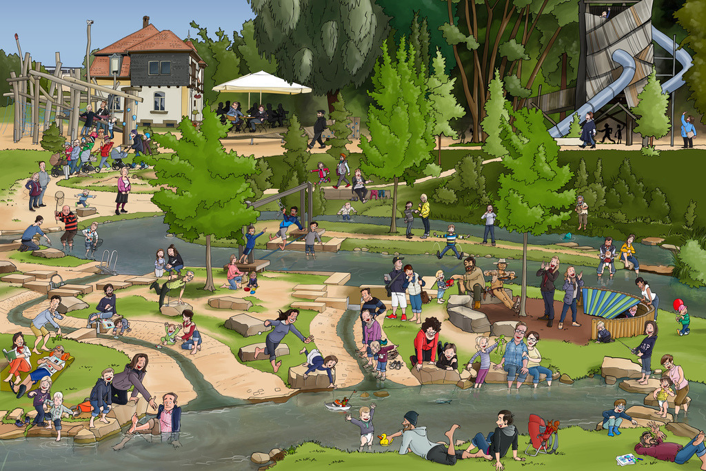 Bamberg-Wimmelbild-ERBA-Park-schanz-partner | Schanz & Partner - Realisiert mit Pictrs.com