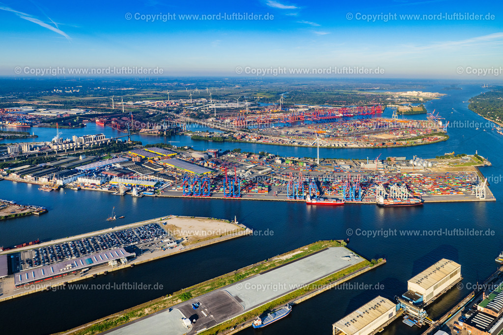 Hamburg_Tollerort_Hhla_ELS_9298070923 | HAMBURG 21.08.2023 Containerterminal im Containerhafen des Überseehafen Container Terminal Tollerort in Hamburg. // Container Terminal in the port of the international port Container Terminal Tollerort in Hamburg. Foto: Martin Elsen