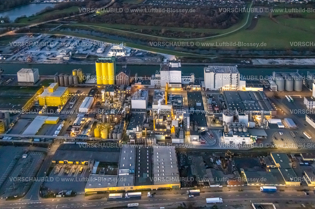 Hamm230102864 | Luftbild, Hafen und Datteln-Hamm-Kanal, Brökelmann Ölmühle, Nachtaufnahme, Nachtflug, Stadtbezirk Herringen, Hamm, Ruhrgebiet, Nordrhein-Westfalen, Deutschland