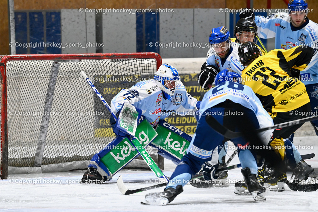 EC Spittal Hornets vs. ESC Steindorf 28.10.2023 | #72 Moser Lukas, #22 Thaler Tim, #57 Wilfan Franz