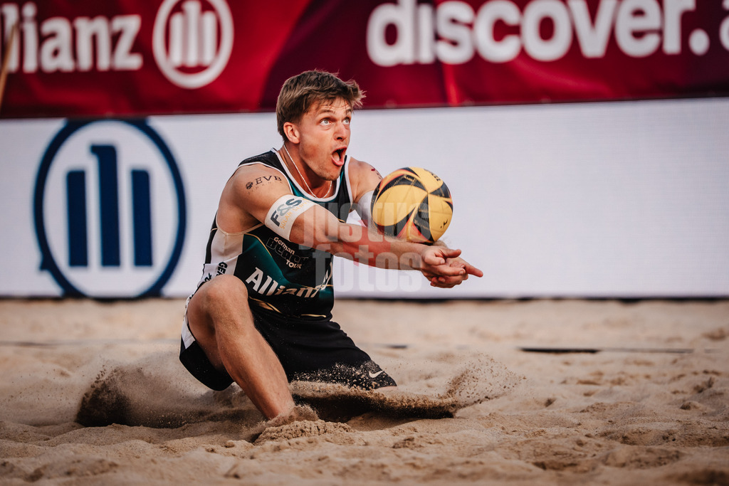 Beachvolleyball | Männer | Allianz German Beach Tour 2025 | Tourstop Hamburg | 31.05.2025 | Luis Kubo spielt den Ball