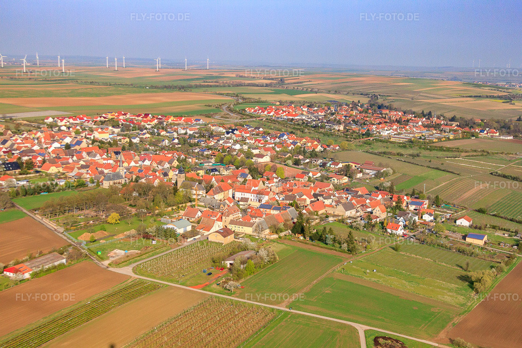 Luftbild: Ortsansicht von Südosten in Ober-Flörsheim im Bundesland Rheinland-Pfalz in Deutschland. Foto: IMG_49702.jpg vom 13.04.2012 durch Werner Riehm/FLY-FOTO.de