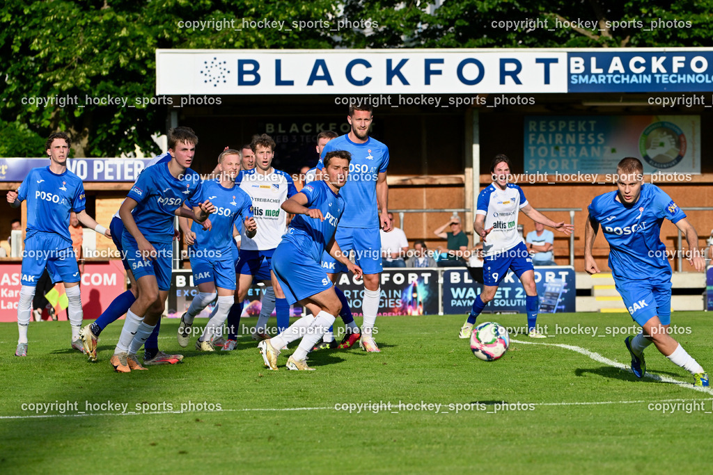 SAK vs. SK Treibach | #17 Jan Sasa Ogris-Martic SAK, #5 Jakob Geister SAK, #6 Toni Dullnig SAK, #7 Lukas Maximilian Pippan Böck SK Treibach, #14 Luka Gajic SAK, #22 Leo Ejup SAK, #9 Marco Paul Pirker Böck SK Treibach, #13 Fabian Griesebner SAK, SAK vs. SK Treibach, SAK vs. SK Treibach am 29.05.2024 in Klagenfurt (Sportpark Welzenegg), Austria, (Photo by Bernd Stefan)