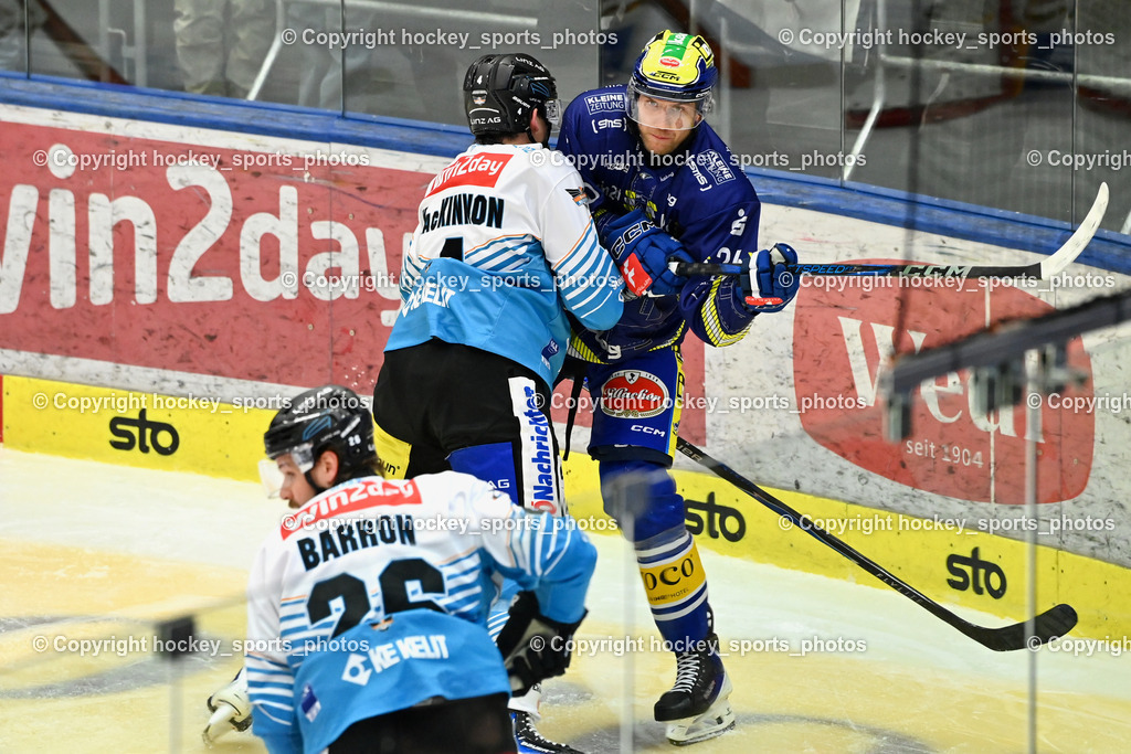 EC IDM WÄRMEPUMPEN VSV vs. Steinbach Black Wings Linz | #4 Ryan Mackinnon Black Wings Linz, #26 Guus van Nes EC VSV, EC IDM WÄRMEPUMPEN VSV vs. Steinbach Black Wings Linz, EC IDM WÄRMEPUMPEN VSV vs. Steinbach Black Wings Linz am 28.11.2025 in Villach (Stadthalle Villach), Austria, (Photo by Bernd Stefan)