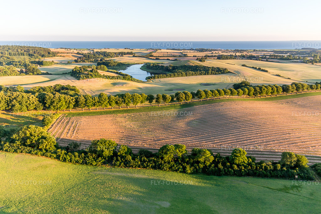 Aerial view: View of the town in Borre in the state Zealand, Denmark. – Photo: IMG_108746.jpg taken on 07/04/2018 by Werner Riehm/FLY-FOTO.com – Resolution of the original: 5327 x 3551 px