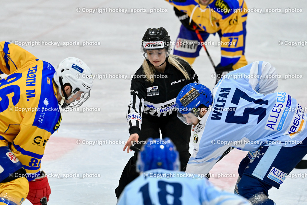 ESC Steindorf vs. EHC Althofen 22.2.2023 | #86 Zeloth Martin, Klemm Anja Referee, #57 Wilfan Franz
