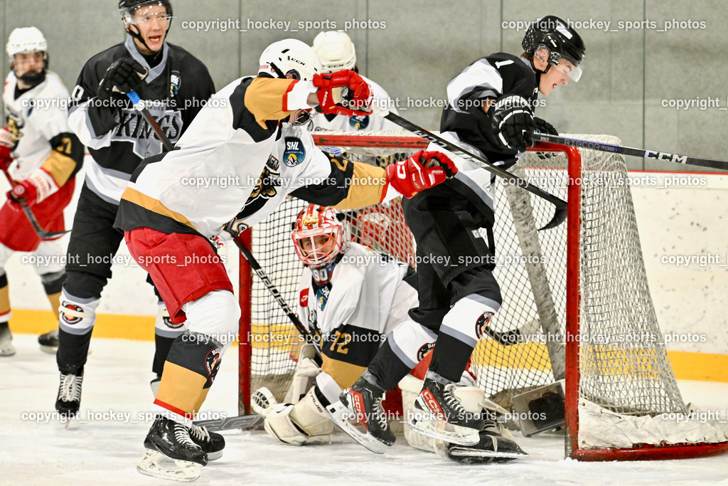 Kuss & Kuss Kings vs. Golden Bulls | #72 Kavic Jan Golden Bulls, #23 Böhs Gerrit Golden Bulls, #7 Lukas Fassmann Kuss &amp; Kuss Kings, #10 Kulikov Kuss &amp; Kuss Kings, Kuss &amp; Kuss Kings vs. Golden Bulls, Kuss &amp; Kuss Kings vs. Golden Bulls am 30.05.2025 in Ferlach (HTC Eishalle Ferlach), Austria, (Photo by Bernd Stefan)