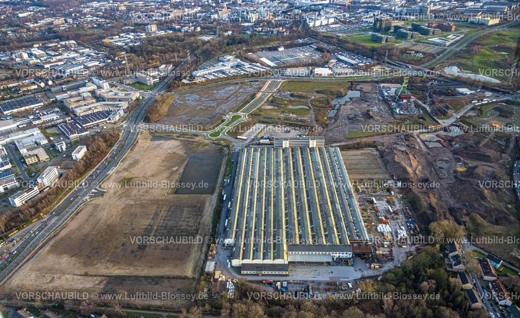 Essen230101559 | Luftbild, Baugebiet Neubau Stadtquartier Essen 51, ehem. Zeche Vereinigte Helene-Amalie, Neubau Nordtangente, Nordviertel, Essen, Ruhrgebiet, Nordrhein-Westfalen, Deutschland